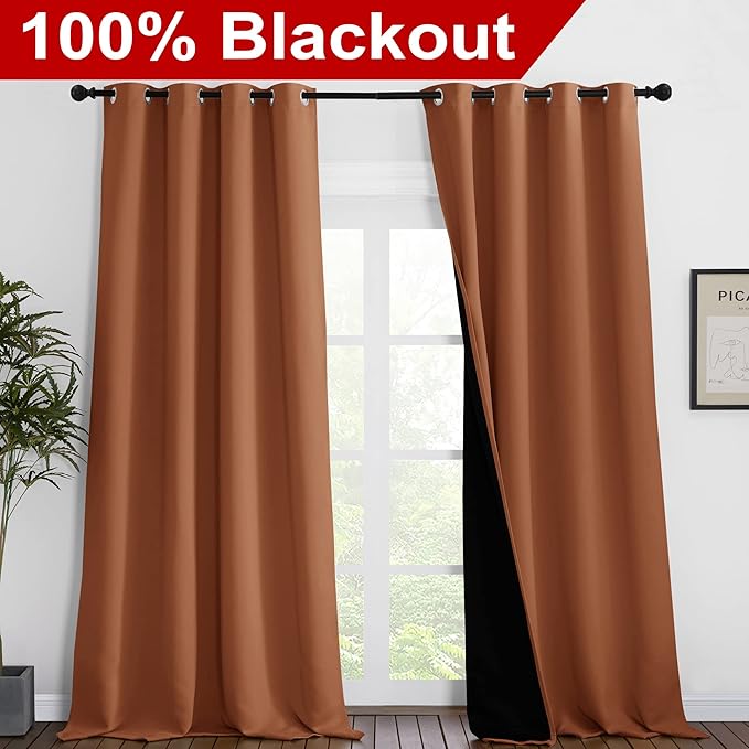 NICETOWN Full Shading Curtains for Windows, Super Heavy-Duty Black Lined - Image 2