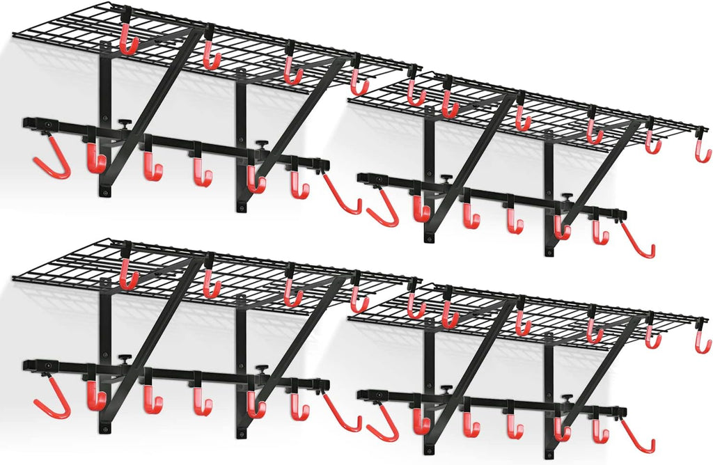 PLKOW Garage Wall Shelving with Bike Hooks, Adjustable Storage Rack