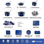 GRANITESTONE 20 Pc Kitchen Pots and Pans Set Non Stick Cookware Set, Kitchen Cookware Sets with Deep Frying Pan Set, Bakeware, & Steamer, Non Toxic PFOA PFOS Free, Oven and Dishwasher Safe