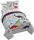Trend Collector Dinosaur Twin Comforter Set 5 Piece Kids Bedding, Gray