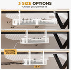 Under Desk Cable Management Tray, 13.4" Metal Cord Organizer, White