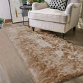 Latepis Brown Beige 2x5 Washable Small Rug Faux Sheepskin Fur Rug Fluffy Shag by Latepis