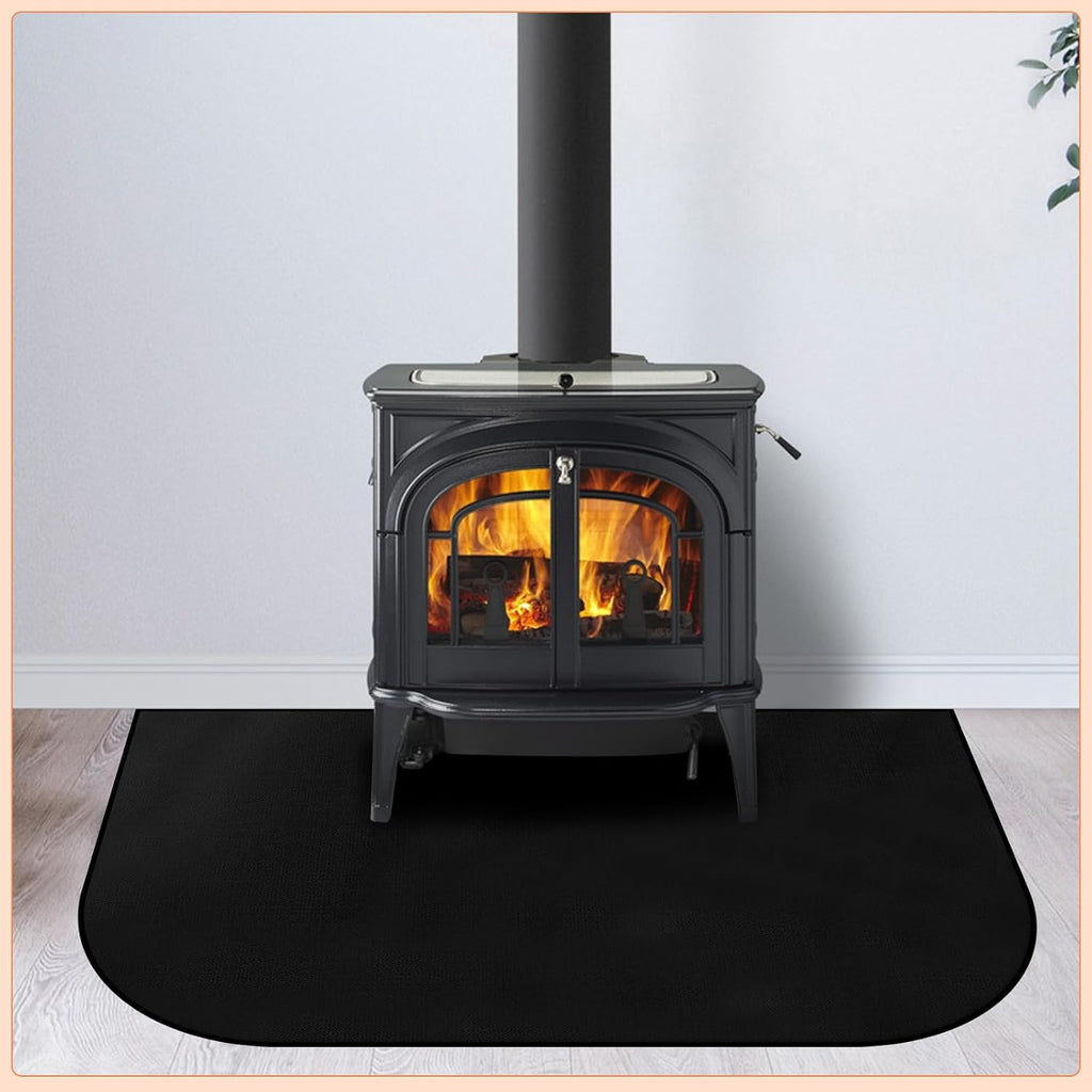 Fireproof Hearth Mat - D Shape, 36" x 24", Fire Resistant for Fireplaces & Woodstoves