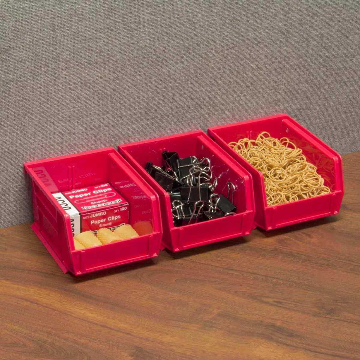 Akro-Mils 30210 AkroBins Plastic Storage Bin Hanging Stacking Containers, (5-Inch x 4-Inch x 3-Inch), Red, 24-Pack