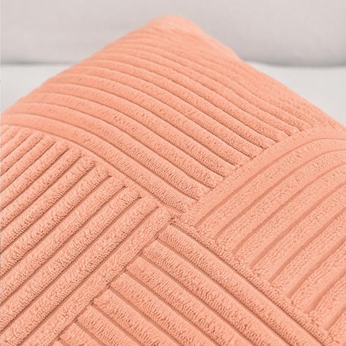 Fancy Homi 2 Packs Peach Samll Decorative Throw Pillow Covers 12x12 Inch - Image 3