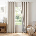 100% Blackout Linen Curtains 50" W x 84" L 2 Panels Set, Thermal Insulated Full by 100BlackoutShield