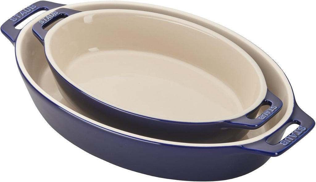 Staub Ceramic 2-piece Oval Baking Dish Set - Matte Black