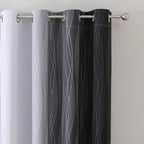 Estelar Textiler Black and Greyish White Blackout Curtains 108 Inches Long - Image 4