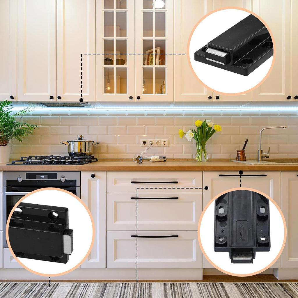 Zonon 16 Pack Magnetic Push Latch Push to Open Cabinet Hardware, Black