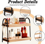 Bathroom Vanity Organizer Countertop 2-Tier Waterproof 20+ Bottles 8 Hooks
