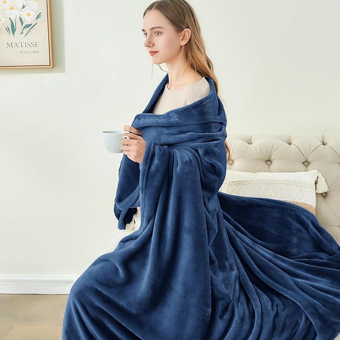 BEDELITE Fleece Blanket Navy Blue Throw Blanket - Image 4