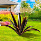 TOMBABY Enlarge Thickened Wind Resistant Metal Agave Garden Art Plant Country Sculpture Statue Outdoor Decoration Courtyard Lawn Ornament Gift (12 Leaves Green 1 pcs)