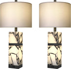 Scenekoy 27" Alabaster Table Lamp Set of 2 with Night Light for Living Room