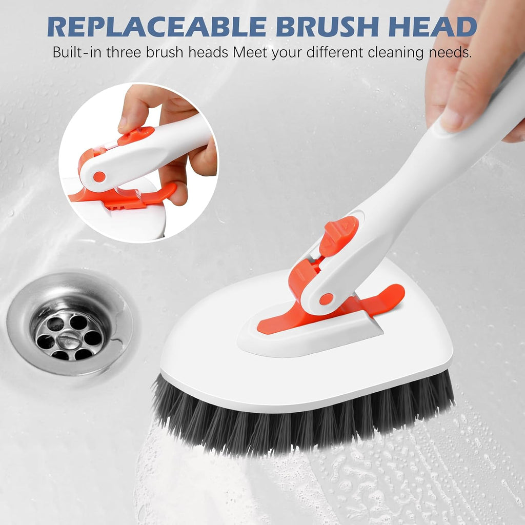 Tile Tub Scrubber Brush 3-in-1 Shower Scrubber with Long Handle