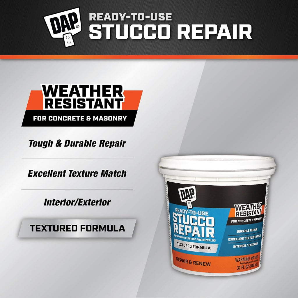DAP All-Purpose Stucco Patch, White, 32 Oz (7079810504)
