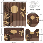 Bathroom Sets with Shower Curtain and Rug Boho Set of 4, Mid
