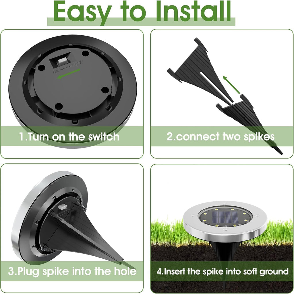 INCX Solar Lights Outdoor Waterproof, Warm White, 16 Pack Ground Lights