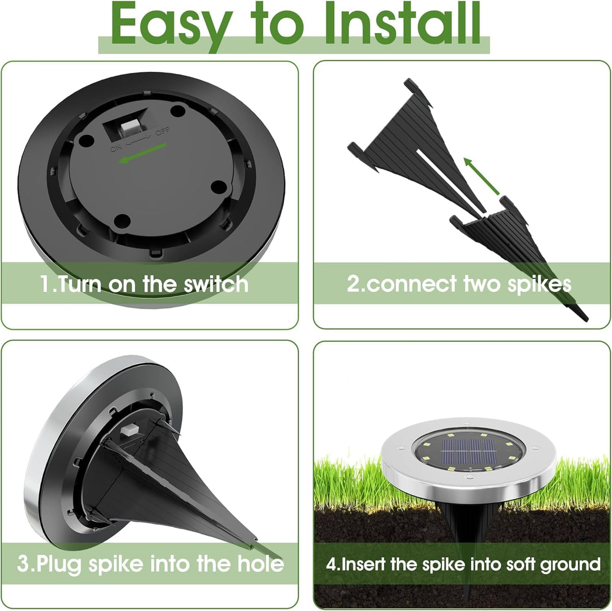 INCX Solar Lights Outdoor Waterproof, Warm White, 16 Pack Ground Lights