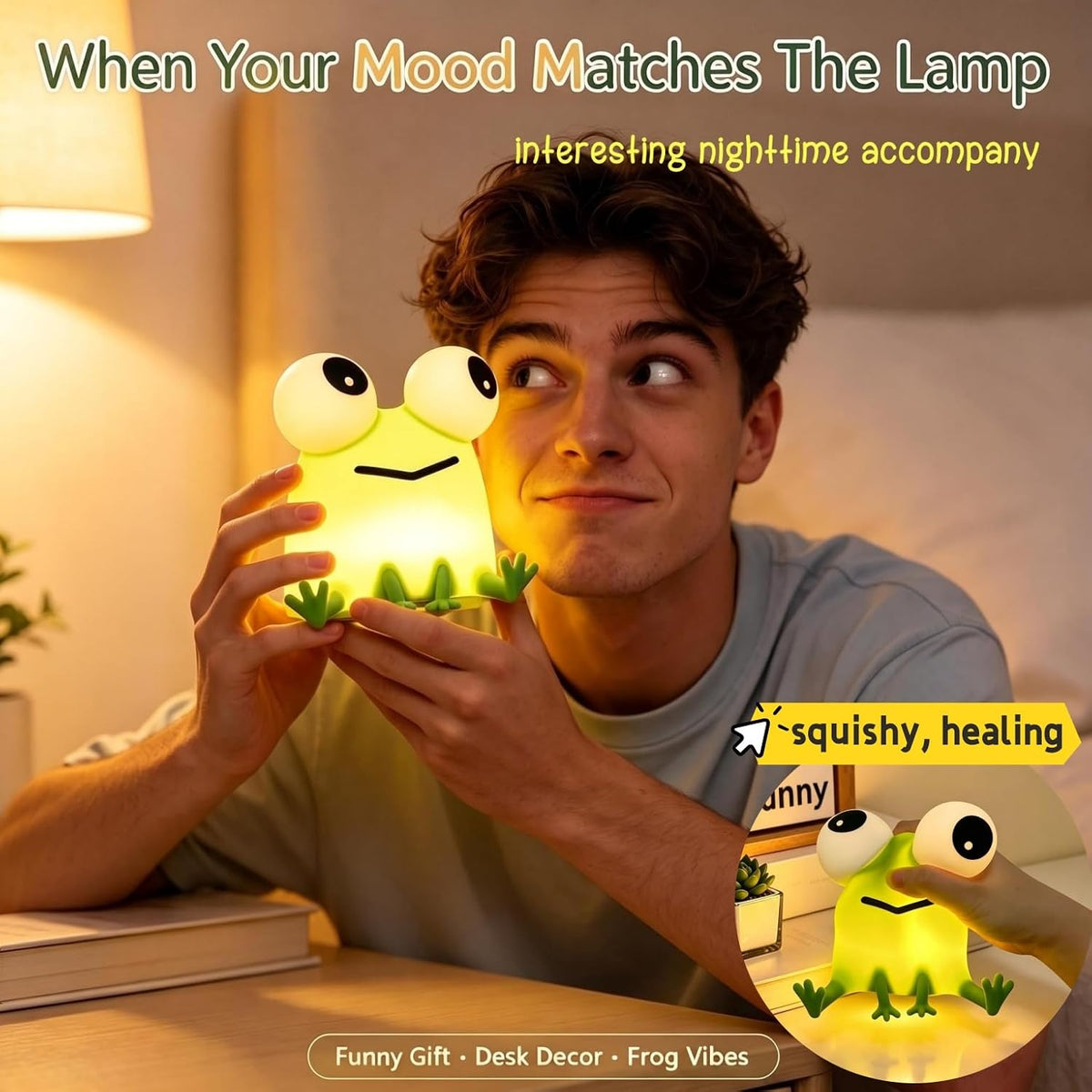 Frog Lamp Night Light, Cute Funny Gag Gift, White Elephant Idea