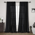 Balck Sheer Linen Curtains 94 inch Length by Nanspring