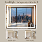 30"x36" LED Bathroom Mirror with Lights, Backlit + Front Lit, Anti-Fog, Lighted Bathroom Mirror for Wall, HD Shatterproof Tempered Glass, Dimmable, Memory Function (Horizontal/Vertical)