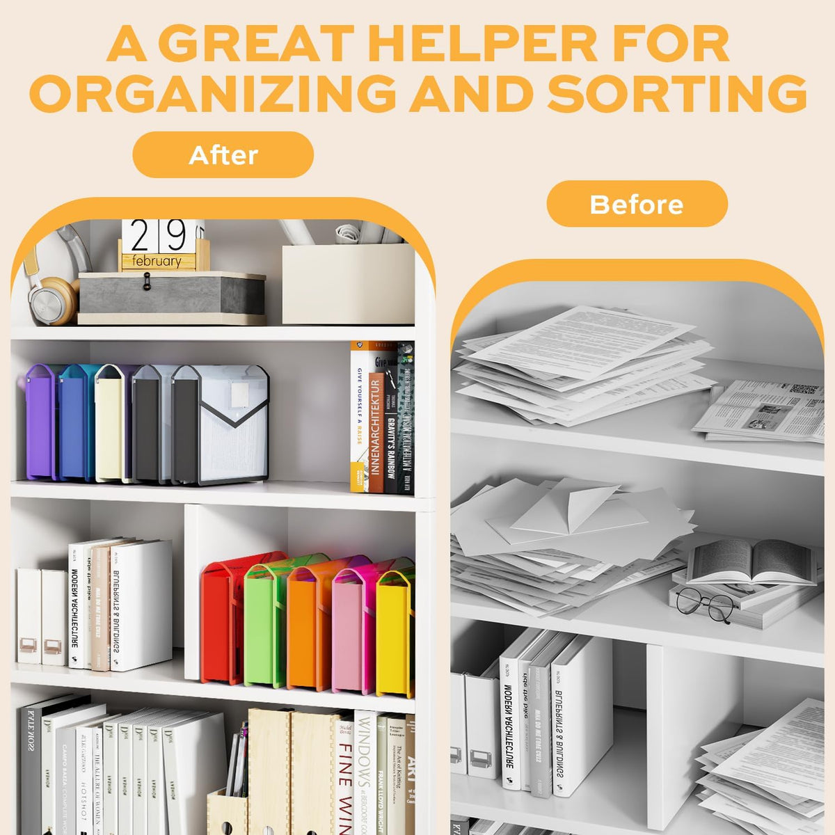 Deli 10 Pack Plastic Expanding File Folder, Colorful File Folder Organizer