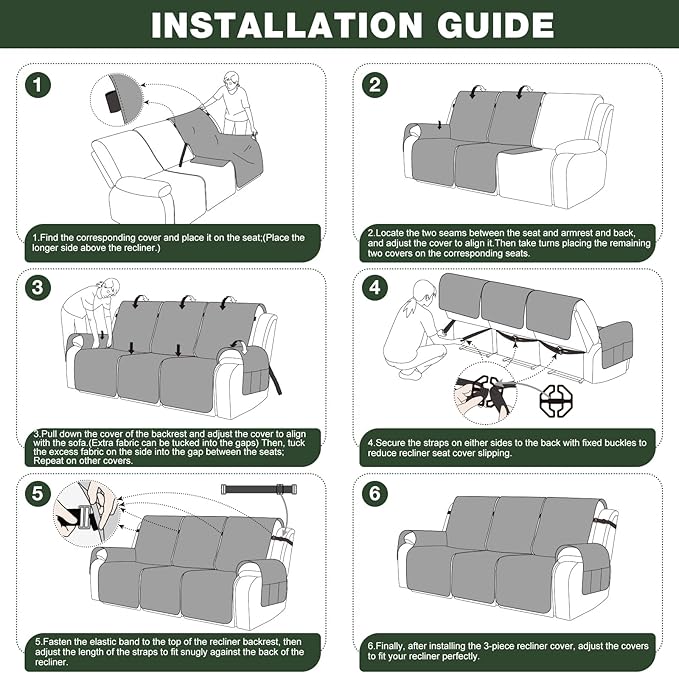 TAOCOCO 100% Waterproof Recliner Sofa Cover, Non Slip Split Couch Covers - Image 8