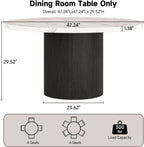 ComfyCorner 47" Round Dining Table, Circle Fluted Kitchen Table Only Marble
