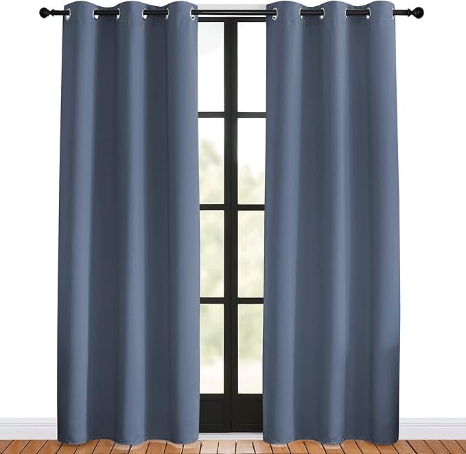 NICETOWN Blackout Curtains for Bedroom, Stone Blue, 42-inch Wide x 80-inch Long - Image 2