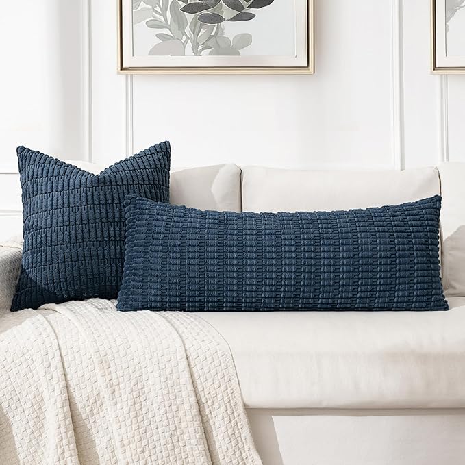 MIULEE Pack of 1 Blue Long Body Lumbar Decorative Throw Pillow Cover 14x36 Inch - Image 3