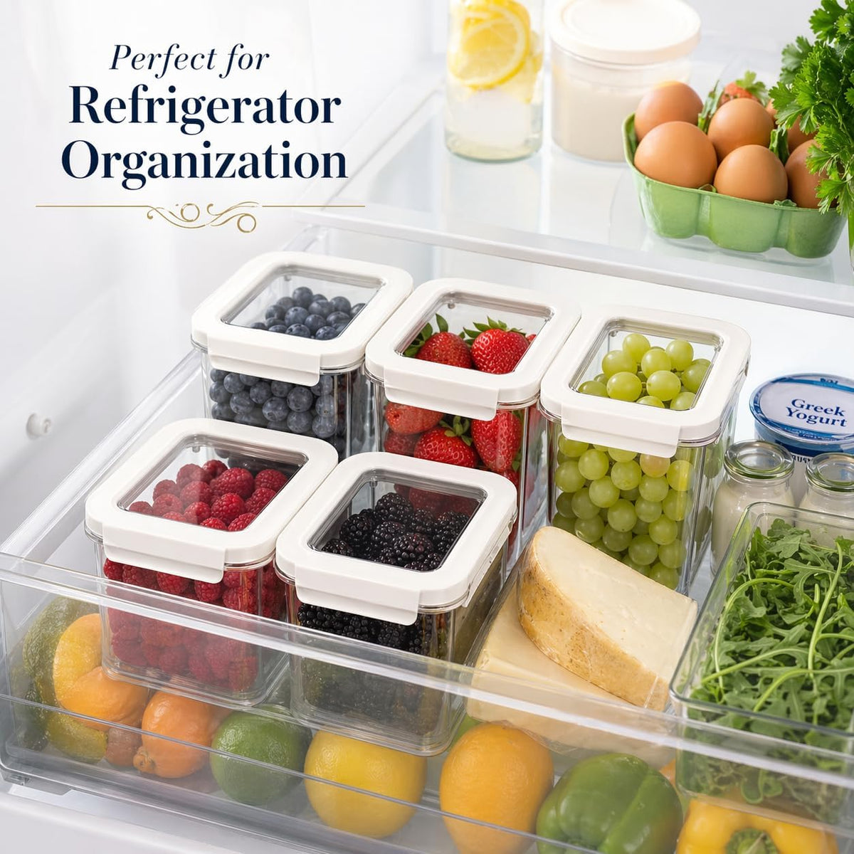 Kitchen Storage Containers, Set of 6, Food Organization and Storage Solution