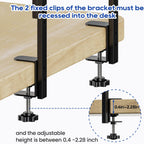 Clamp On Desk Shelf 2-Tier, 12.6 inche Wood Shelving Unit for Office Desk/Gaming Accessories, Tabletop Book Storage Rack, Shelf for Top & Under of Desk, Brown
