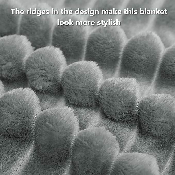 HIMEET Grey Ribbed King Size Blanket - Image 8
