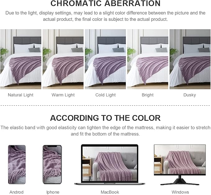 BOURINA Light Lavender Throw Blanket 50x60 Inches Throw Textured Solid Soft - Image 7