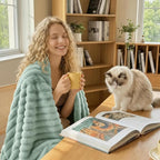HIMEET Sage Green Ribbed Queen Size Blanket - Image 5