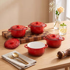 Mini Cocotte 16oz Ceramic Casserole Dishes with Handles & Lid,Set of 4 Oven Microwave Dishwasher Safe Ramekins