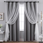 Anytime Double Layer Blackout Curtains 2 Panels，52Wx63L，Grey