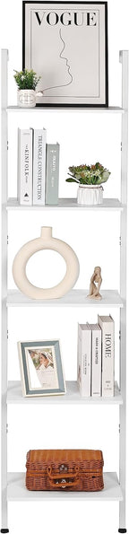 ELYKEN Ladder Shelf, 5-Tier Wood Wall Mounted Ladder Bookshelf