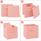 Stero 13x13x13 Inch Fabric Storage Bins 6 Pack Fun Colored Durable Storage Cubes with Handles Foldable Cube Baskets for Home, Kids Room, Closet and Toys Organization Peachpuff