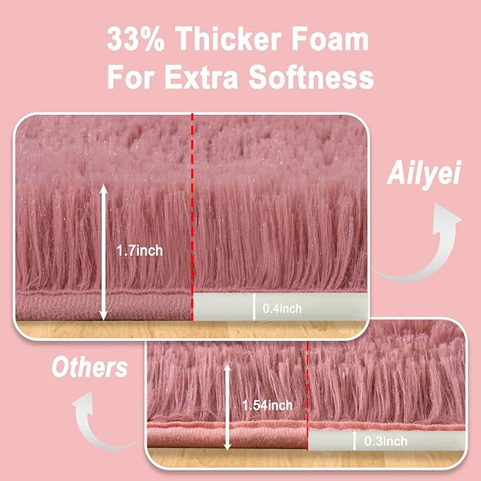 Soft Runner Rugs for Bedroom Hallways, 2x6 Blush Pink Fluffy Shag Throw Area - Image 2