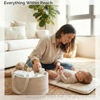 Diaper Caddy Organizer, Large Cotton Rope Nursery Baby Basket, Changing Table Organizer for Baby Diaper Storage, Portable Car Organizer Removable Divider (Oatmeal, Extra Large)