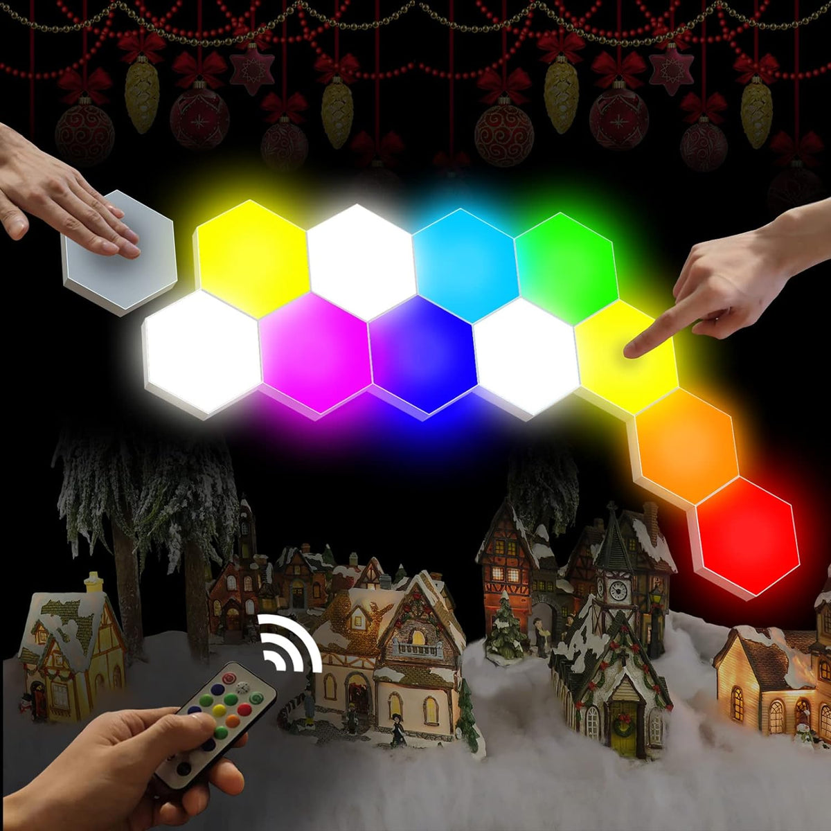 YXQUA Hexagonal Wall Light Modular Touch Sensitive Lights Creative Geometry Assembly LED Hexagon Lights Suitable for Iving Room,Bedrooms,DIY Lovers, Gifts (6 Pack)