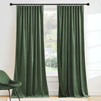 RYB HOME Elegant Green Velvet Curtains 84 inches Long, Light Blocking, Thermal by RYBHOME