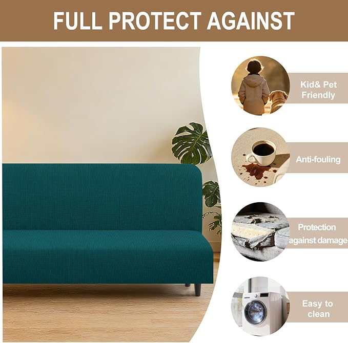 U-NICE HOME Stretch Futon Cover Armless Bed Slipcover - Image 4