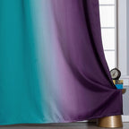 Teal and Purple Gradient Curtains 63 Inch Length 2 panels, Ombre and Wavy Line - Image 6