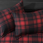 MaiRêve Plaid Queen Comforter Set Red Black 7 Pieces Bed in a Bag