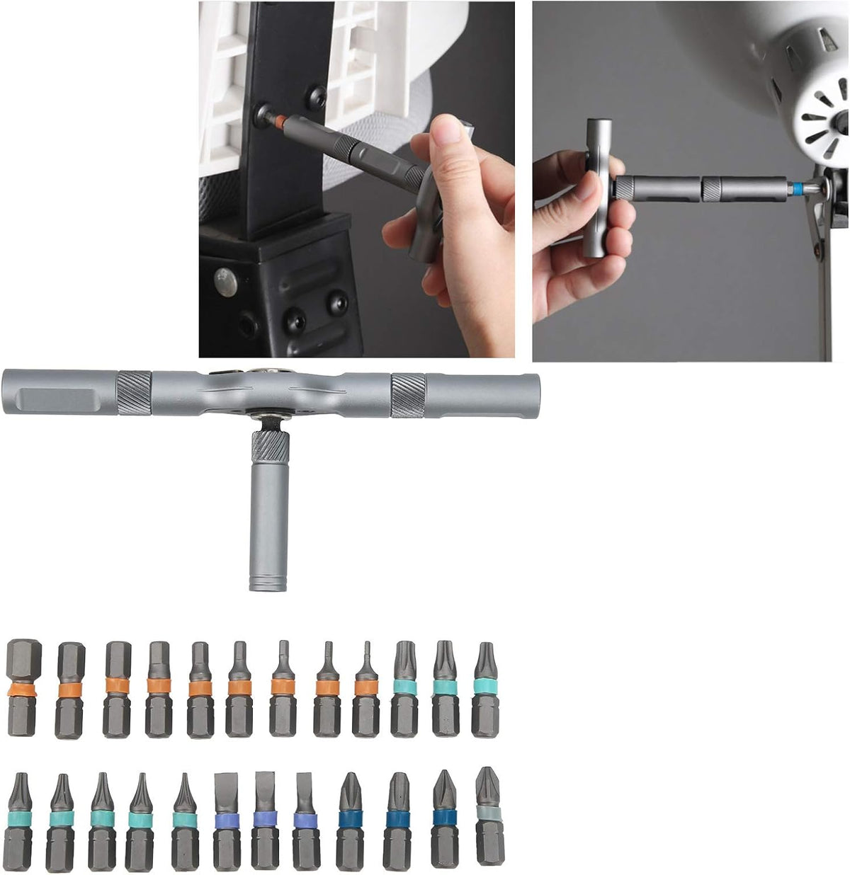 24-in-1 Ratchet Screwdriver Set, Alloy Steel Bits, 58-Tooth