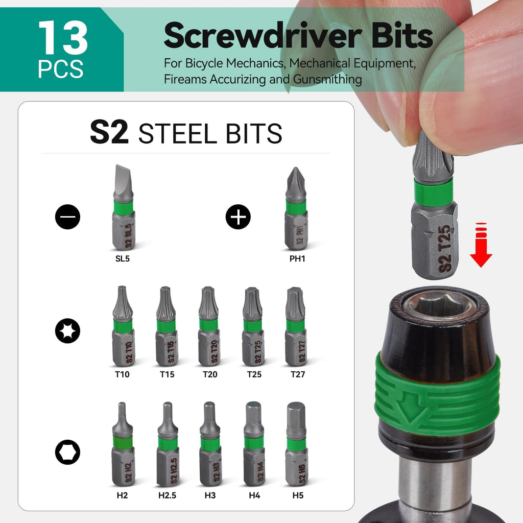 Adjustable Torque Screwdriver Set, 13-Piece 1/4" Hex Quick Release