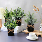 Yoratee 4 Potted Artificial Plants Metal Fake Potted Plant with Iron Pot Mini Greenery Decor Small Faux Plants for Indoor Farmhouse Home Porch Garden Bathroom Room Décor Black