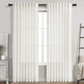 Nanspring Beige White Linen Curtains 84 Inch Length by Nanspring